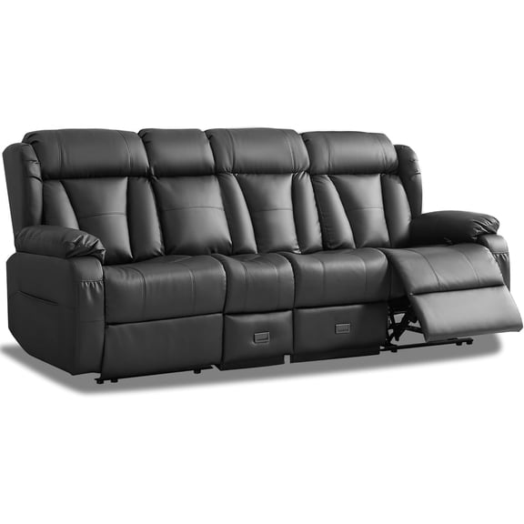 Loveseat Recliner Sofa,3 Seater RV Recliner Couch, Manual Reclining Loveseat with Console for Living Room, Home Theater Seating with AC/USB C/USB and Drawer