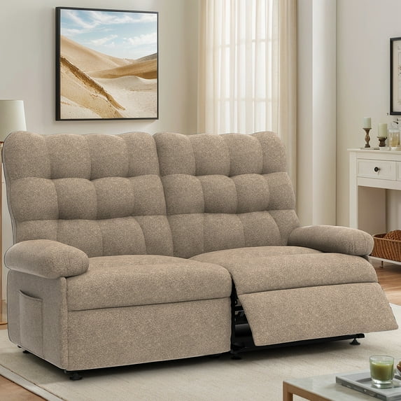 Loveseat Recliner Sofa, PAPROOS 2-Seater Recliner Sofa with Remote Control and Side Pocket, Modern Power Reclining Loveseat for Adults and Elderly, Ergonomic Lounge Sofa for Living Room Home, Brown