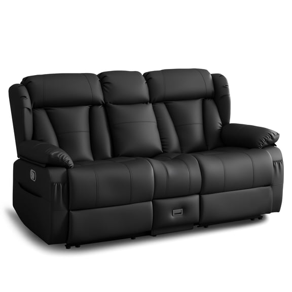 WISHDEER Loveseat Recliner Sofa RV Recliner Couch Manual Reclining Loveseat with Console for Living Room Home Theater Seating with AC/UsbC/Usb