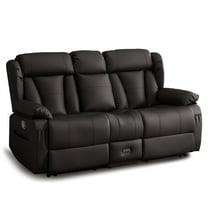 Loveseat Recliner Sofa RV Recliner Couch, Manual Reclining Loveseat with Console for Living Room Home Theater Seating with AC/USB C/USB and Drawer
