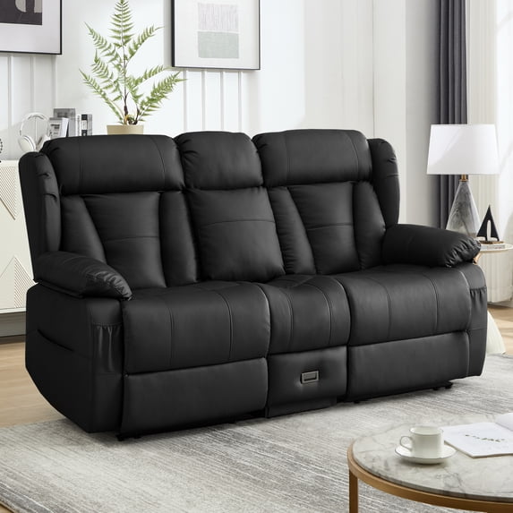 WISHDEER Loveseat Recliner Sofa RV Recliner Couch Manual Reclining Loveseat with Console for Living Room Home Theater Seating with AC/UsbC/Usb
