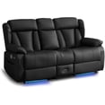 thumbnail image 1 of Loveseat Recliner Sofa, Manual Reclining Couch with Console, AC Outlet & USB-A/USB-C Ports, Wall Hugger RV Sofa for Living Room & Home Theater with Cup Holders LED Light, 1 of 8