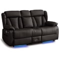 thumbnail image 1 of Loveseat Recliner Sofa, Manual Reclining Couch with Console, AC Outlet & USB-A/USB-C Ports, Wall Hugger RV Sofa for Living Room & Home Theater with Cup Holders LED Light, 1 of 8