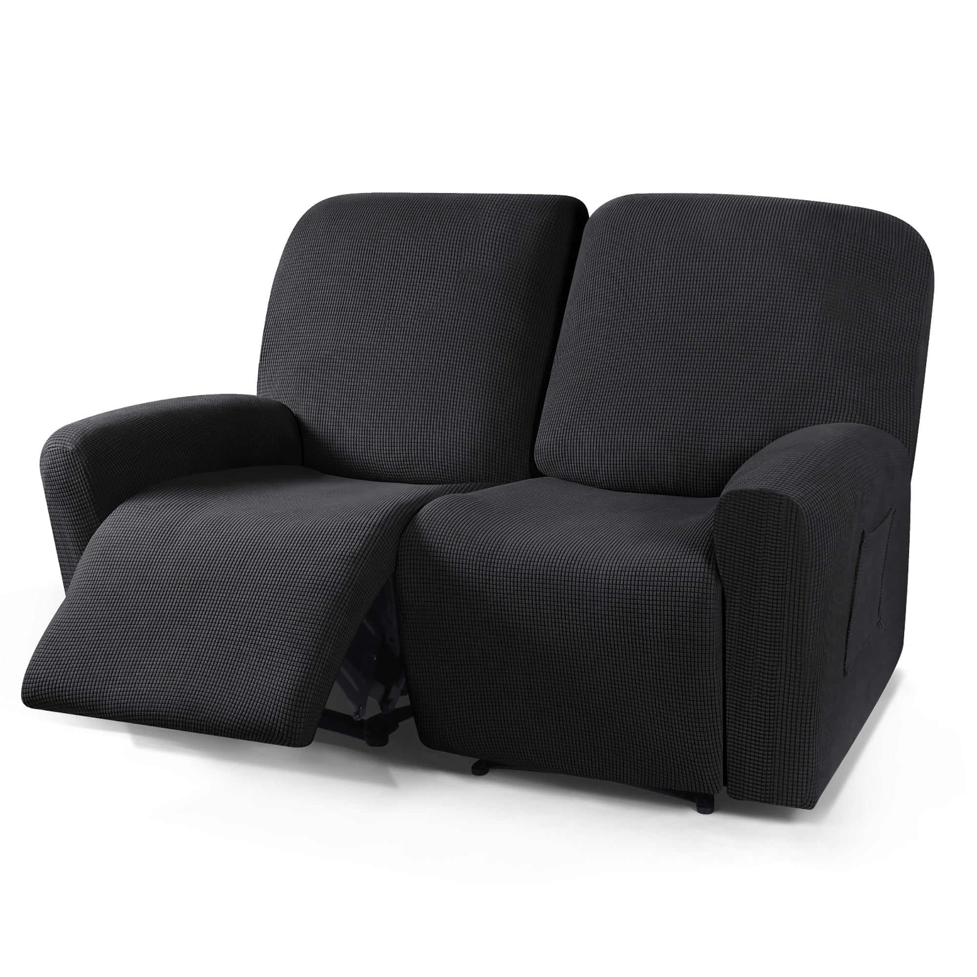 TAOCOCO Loveseat Reclining Slipcover Solid Couch Covers Furniture Sofa Protector Black