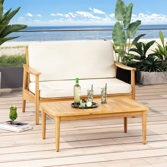 Loveseat Set with Coffee Table / Summertime Outdoor Living / Easy Spill Cleaning