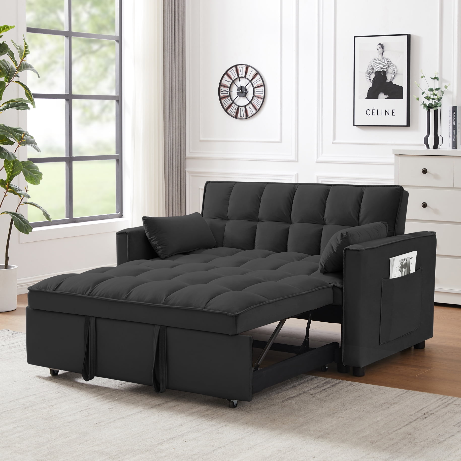 Loveseat Sleeper Sofa Bed, Small Futon Loveseat Couch with PullOut Bed