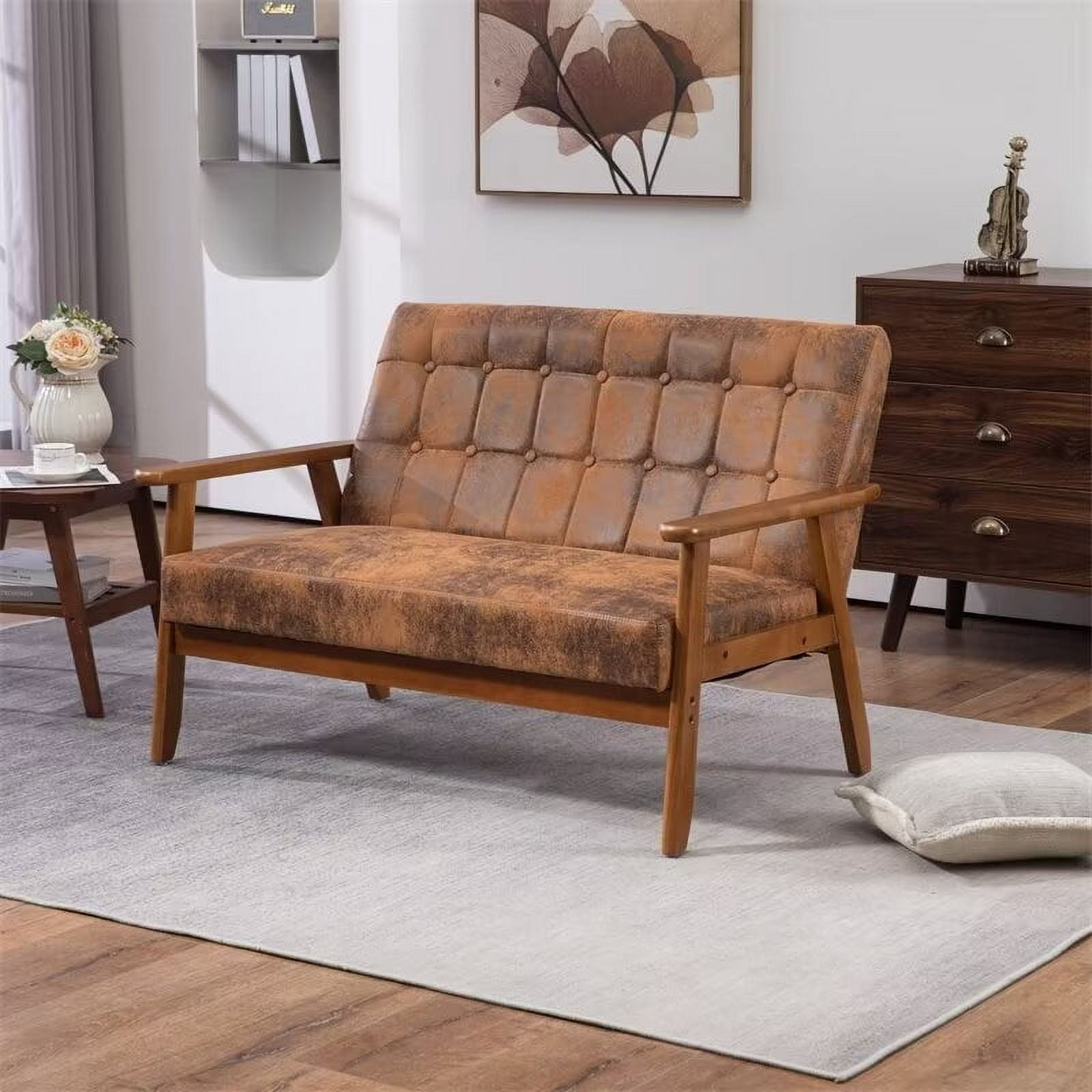 Loveseat Sofa, 2 Seater Couch for Small Spaces, 44" Modern Microsuede ...