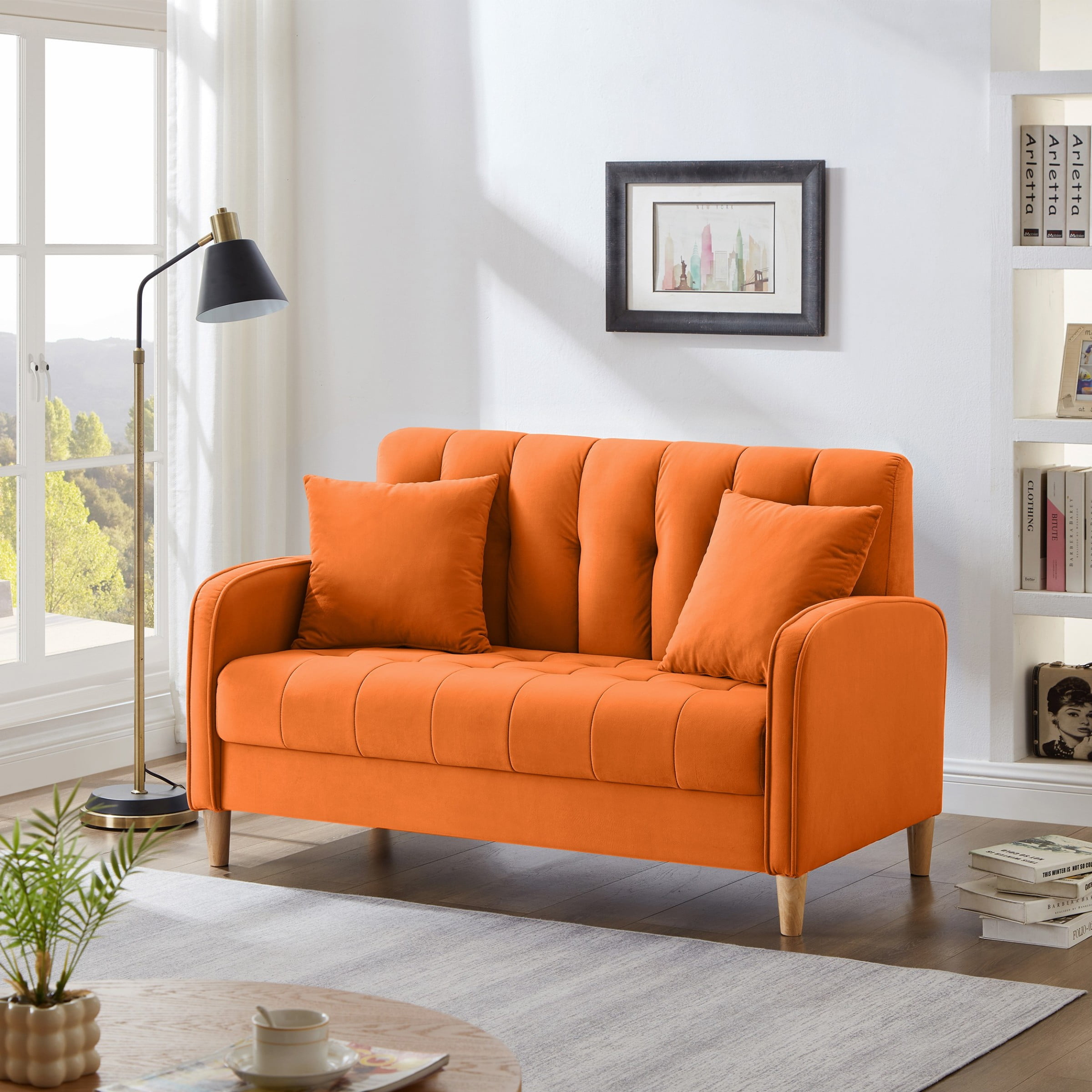 Loveseat Sofa,52" Velvet Small Sofa Couch Upholstered Love Seat Sofa ...