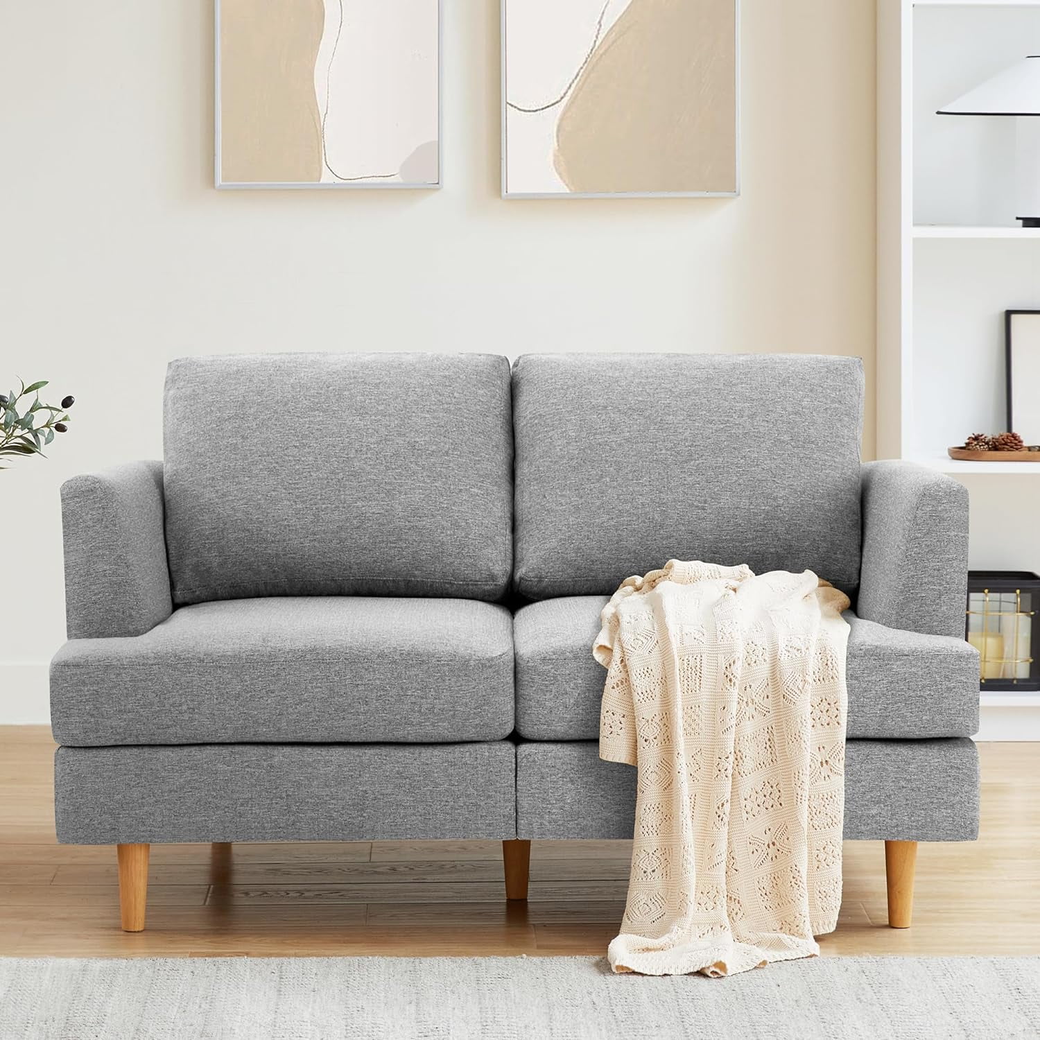 Loveseat Sofa 56", Small Couches for Small Spaces, Mid Century Love ...