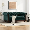thumbnail image 1 of Loveseat Sofa, 59.44" Loveseat Couch with Tufted Button, 2-Person Rolled Arm Dutch Plush Upholstered Sofa Couch for Living Room, Bedroom, Small Places, Apartment, Dark Green, 1 of 7