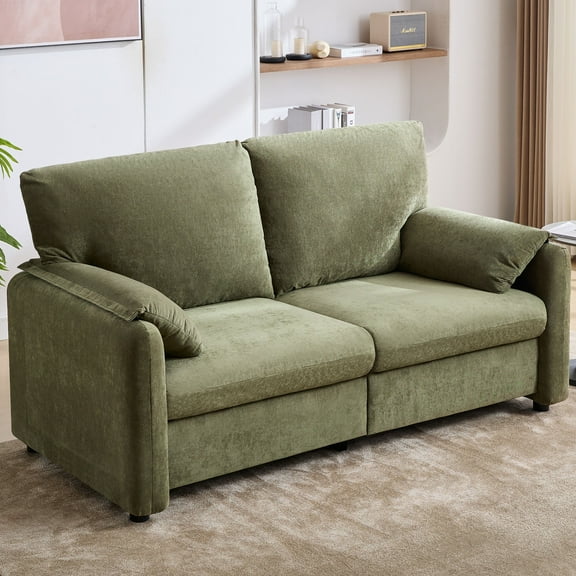 Loveseat Sofa,60" Chenille Sofa Love Seat Couch Upholstered Couch for Living Room,Green