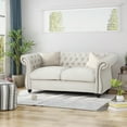 thumbnail image 1 of Loveseat Sofa, 62" Comfy Velvet Couch with Nailhead Accents, Tool-Free Setup Sofas for Living Room, Beige, 1 of 7