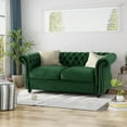 thumbnail image 1 of Loveseat Sofa, 62" Comfy Velvet Couch with Nailhead Accents, Tool-Free Setup Sofas for Living Room, Emerald, 1 of 6