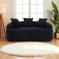Loveseat Sofa, 65" Modern Minimalist Curved Loveseat Couch 2 Seat No Assembly Deep Seat Sofa with 3 Pillows for Living Room and Small Spaces, Black