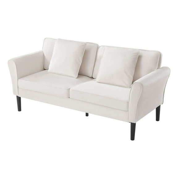 Loveseat Sofa 69-Inch Fabric 2-Seats Couch with Sinuous Spring White
