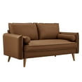 thumbnail image 1 of Loveseat Sofa, Brown, Faux Leather, Living Room Lounge Cafe Lobby Hospitality Restaurant, Modern Contemporary, HB37341, 1 of 9