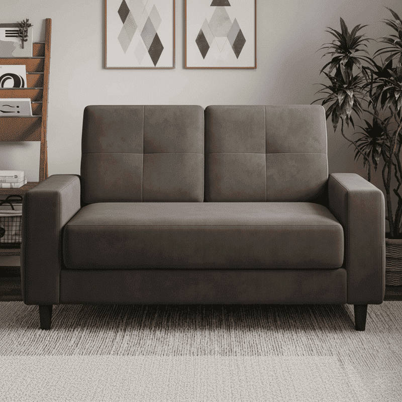 53" Loveseat Sofa - Comfortable Modern Design Couch for Small Spaces, Easy Assembly and Noise-Free, Brown