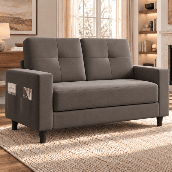 53" Loveseat Sofa - Comfortable Modern Design Couch for Small Spaces, Easy Assembly and Noise-Free, Brown
