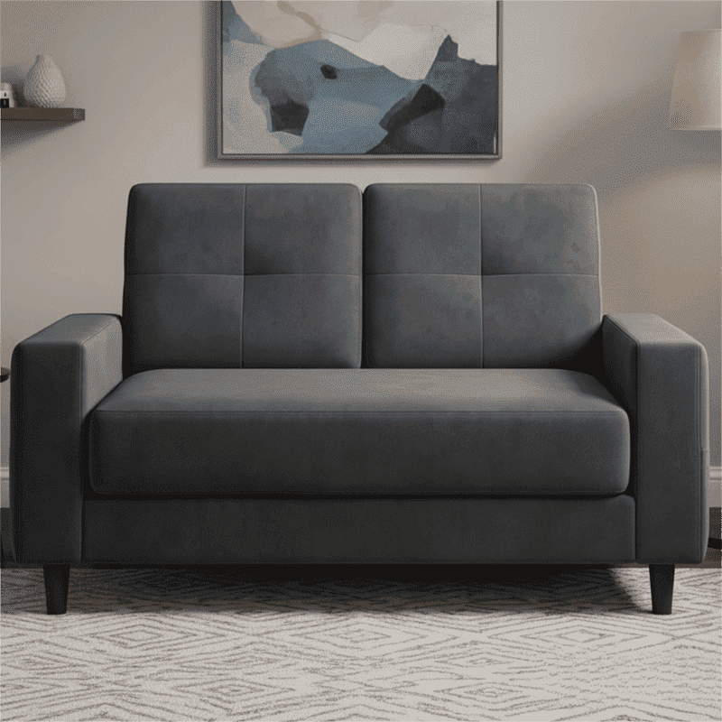 53" Loveseat Sofa - Comfortable Modern Design Couch for Small Spaces, Easy Assembly and Noise-Free, Dark Grey