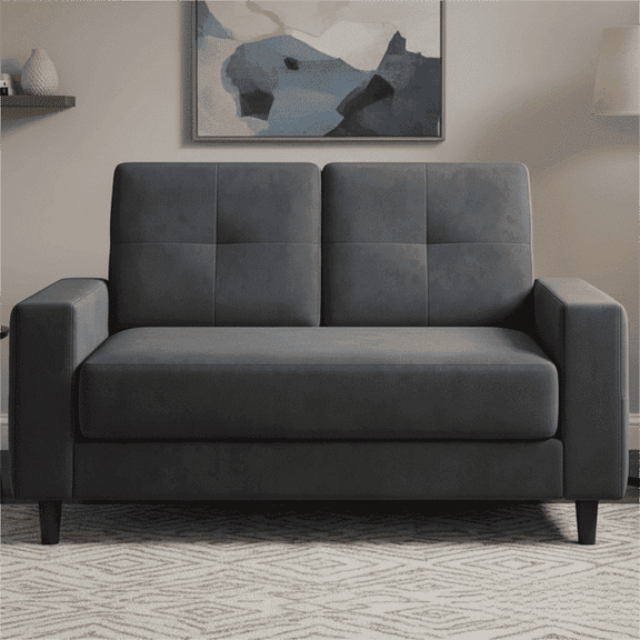 53" Loveseat Sofa - Comfortable Modern Design Couch for Small Spaces, Easy Assembly and Noise-Free, Dark Grey