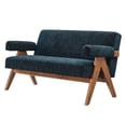 thumbnail image 1 of Loveseat Sofa Couch, Azure Navy Blue, Fabric, Wood, Living Kitchen Cafe Bistro Hospitality Restaurant, Modern Contemporary HB36205, 1 of 9