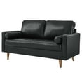 thumbnail image 1 of Loveseat Sofa Couch, Black, Leather, Mid Century Living Lounge Cafe Lobby Hospitality Restaurant, Modern Contemporary HB34246, 1 of 8