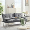 thumbnail image 1 of Loveseat Sofa Couch,Futon Sofa Bed with Removable Armrests,Upholstered Convertible Folding Recliner Sleeper with 2 Cupholders and Metal Legs,Adjustable Couch Daybed for Living Room Office,Gray, 1 of 7