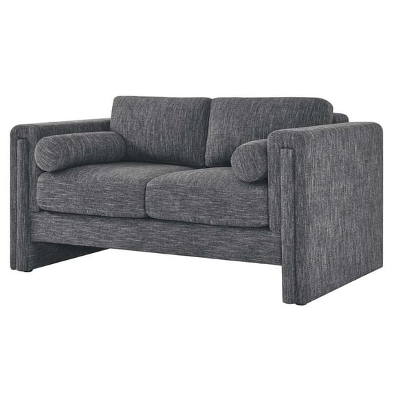 Loveseat Sofa Couch, Grey Gray, Fabric, Living Kitchen Cafe Bistro Hospitality Restaurant, Modern Contemporary HB34795