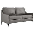 thumbnail image 1 of Loveseat Sofa Couch, Grey Gray, Leather, Mid Century Living Lounge Cafe Lobby Hospitality Restaurant, Modern Contemporary HB34314, 1 of 8