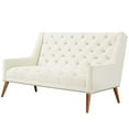 thumbnail image 1 of Loveseat Sofa Couch, Ivory White, Velvet, Living Kitchen Cafe Bistro Hospitality Restaurant, Modern Contemporary Boutique HB33048, 1 of 4