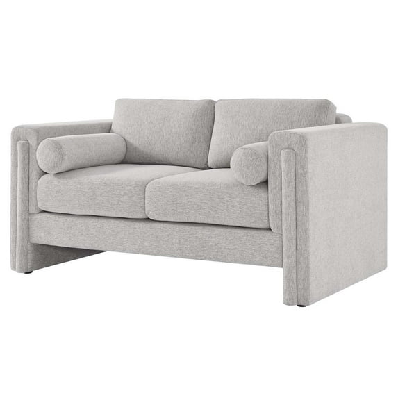 Loveseat Sofa Couch, Light Grey Gray, Fabric, Living Kitchen Cafe Bistro Hospitality Restaurant, Modern Contemporary HB34797