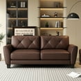 thumbnail image 1 of Loveseat Sofa Couch，Small Sofa Couch with Armest, 3-Seater Sofa for Living Room Bedroom Apartment,Genuine Leather （Brown Mix）, 1 of 6
