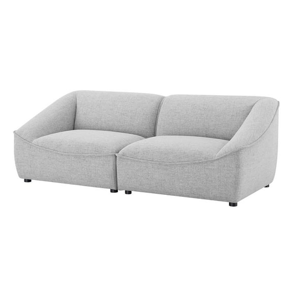 Loveseat Sofa, Fabric, Light Grey Gray, Modern Contemporary Urban Design, Living Lounge Room Hotel Lobby Hospitality