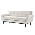 thumbnail image 1 of Loveseat Sofa, Ivory White, Fabric, Modern Contemporary, Mid Century Living Hotel Lounge Cafe Lobby, 1 of 8