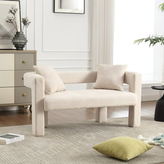 Loveseat Sofa, Love Seat Couches Sofa Chair, Accent Sofa Couch Living Room Chair Leisure Reading Chairs for Office Living Room Bedroom Balcony, Beige