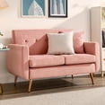 thumbnail image 1 of Loveseat Sofa,Mid Century Modern Decor Love Seat Couches,Small Sofa Button Plush Soft Cushion Loveseat Furniture,Pink, 1 of 7