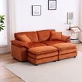 thumbnail image 1 of Loveseat Sofa Sectional Sofa with Ottoman,Modern Sleeper Couch with Pillows, Corduroy Comfy Upholstered Deep Seat Modular Sofa for Living Room, Apartment,Office,Orange, 1 of 9