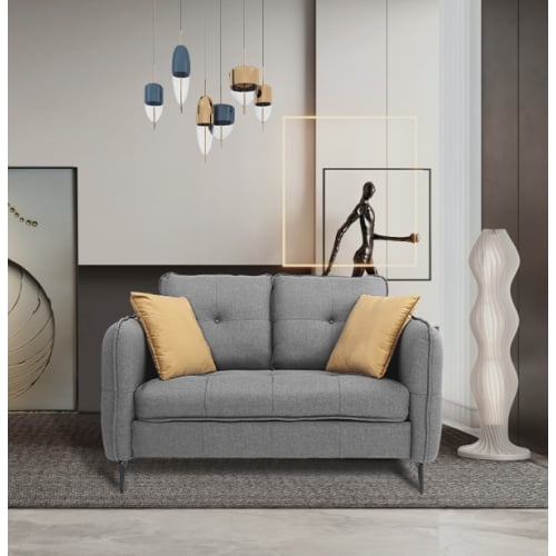Loveseat Sofa with Throw Pillows, Modern Tufted Upholstered 2