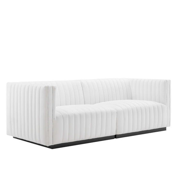 Loveseat Sofa, Tufted, White, Fabric, Living Room Lounge Cafe Lobby Hospitality Restaurant, Modern Contemporary, HB37022