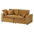 thumbnail image 1 of Loveseat Sofa, Velvet, Brown, Modern Contemporary Urban Design, Living Lounge Room Hotel Lobby Hospitality, 1 of 8