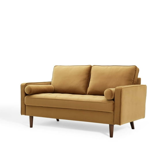 Loveseat Sofa, Velvet, Brown, Modern Contemporary Urban Design, Living Lounge Room Hotel Lobby Hospitality