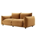 thumbnail image 1 of Loveseat Sofa, Velvet, Brown, Modern Contemporary Urban Design, Living Lounge Room Hotel Lobby Hospitality, 1 of 7
