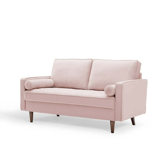 Loveseat Sofa, Velvet, Pink, Modern Contemporary Urban Design, Living Lounge Room Hotel Lobby Hospitality