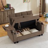 Loveseat Sofa With Storage ,USB Ports, Cup Holder and Swivel Side Table ...