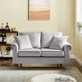 thumbnail image 1 of Modern Velvet Fabric Loveseat, Living Room 2 Seater Sofa with 2 Pillows, Sturdy Wood Legs, Upholstered Loveseat Sofa for Small Apartment, Gray, 1 of 8