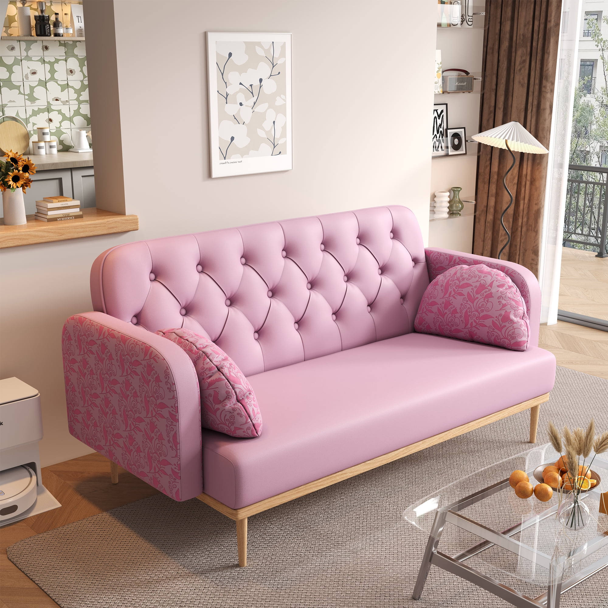Loveseat sofa with tulip pattern Modern Upholstered Two Seater PU Sofa