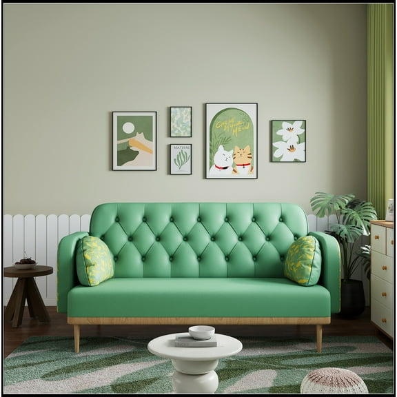Loveseat sofa with tulip pattern Modern Upholstered Two Seater PU Sofa with 2 dumpling-shaped