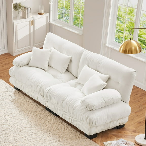 Loveseat with Chaise, 94.4" Oversized U Shaped Cloud Sofa, Modular Sectional Sleeper Sofa (Chenille Dark Gray, 2 Seater with 2 Ottomans)