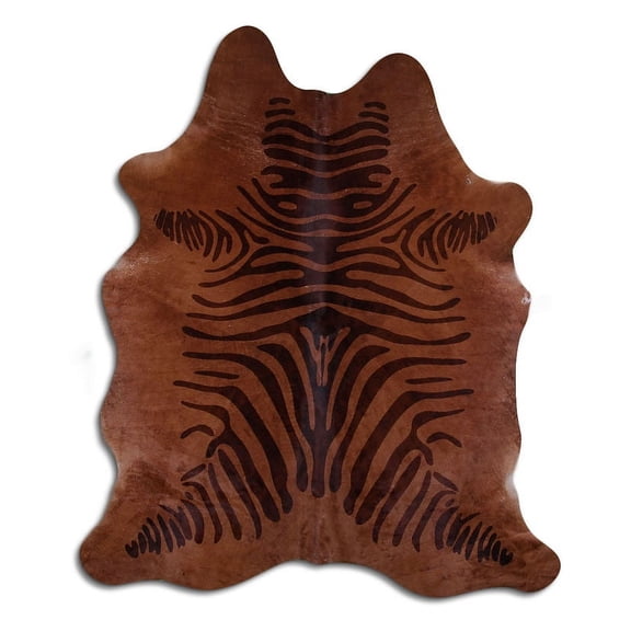 Lovesome PRINTED cowhide rugs for sale ZEBRA BROWN ON CAMEL rug