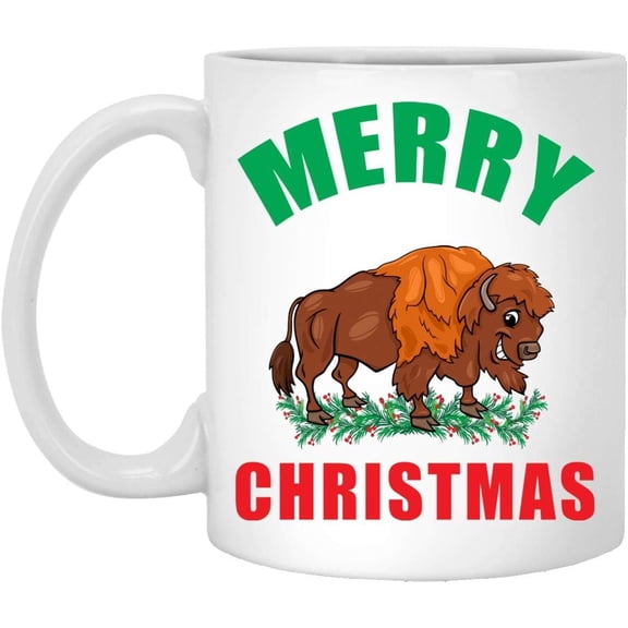 Lovesout American Bison Happy Animal Meowy Christmas 2025 Gifts New Years 2026 Decorations Coffee Mug White 11 oz